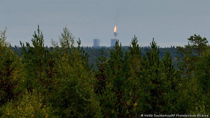 Russland verbrennt Gas in der Verdichtungsstation Portovaya
