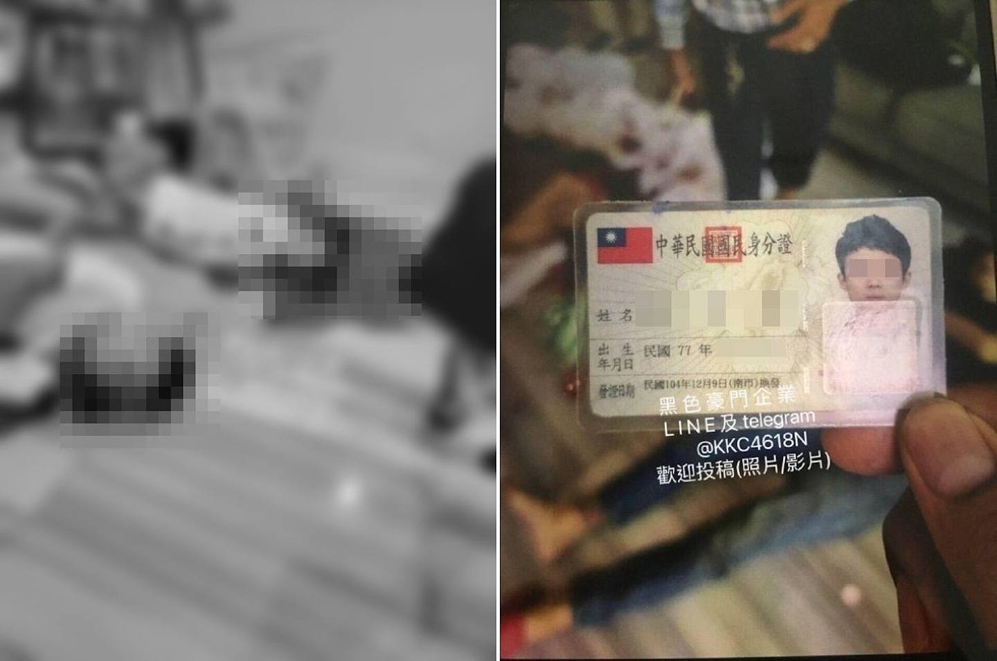 柬埔寨28日晚间发生的枪击命案，经查证确认3明倒卧血泊的死者都是台湾人，震惊各界之余也火速展开调查，然而柬埔寨警方发言人在初步调查后推翻原本「遭潮州帮杀害」一说，判定现场并没有死者以外的第4方势力介入。 图为在网上疯传声称在现场拍摄的照片。 （黑色豪门企业FB）