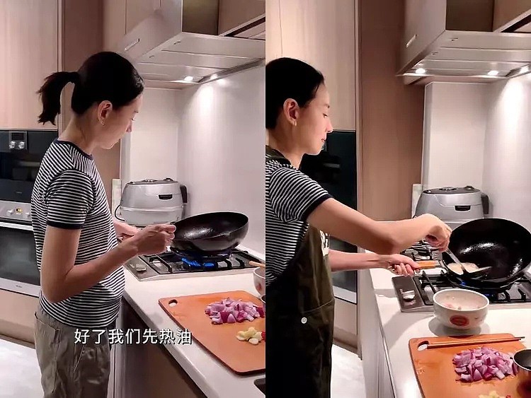 42岁董洁太贤惠，在豪宅给儿子做晚餐，母子俩吃三个菜真丰富（组图） - 2