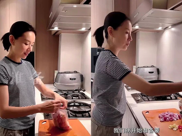 42岁董洁太贤惠，在豪宅给儿子做晚餐，母子俩吃三个菜真丰富（组图） - 1