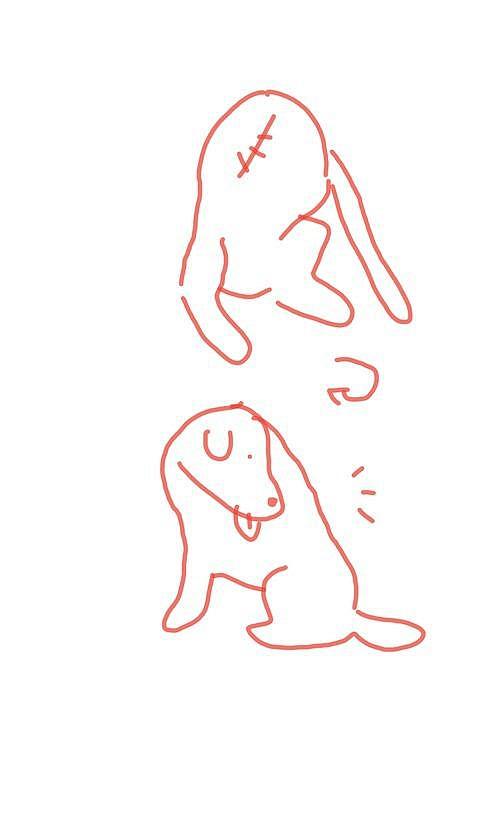 有熱心網友用繪圖的方式解析狗狗的真實姿勢。（取材自imgur）