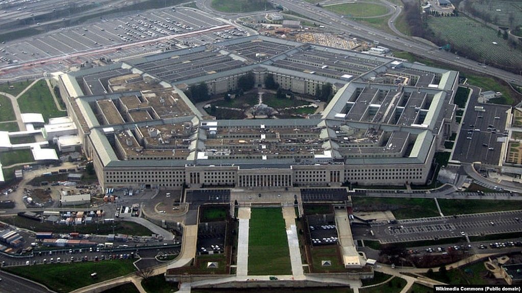 资料：2008年1月从飞机上俯拍的五角大楼是美国国防部总部。(照片来源:维基百科)