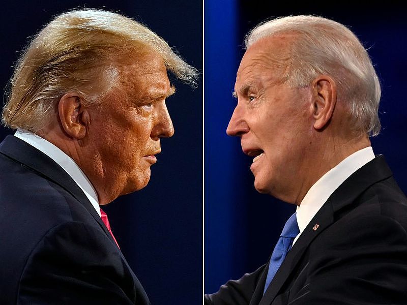 拜登总统与前总统川普都尚未对外宣布竞选2024总统，但两人近期的竞选口号却又都在暗示将会投入选战。 (Getty Images)