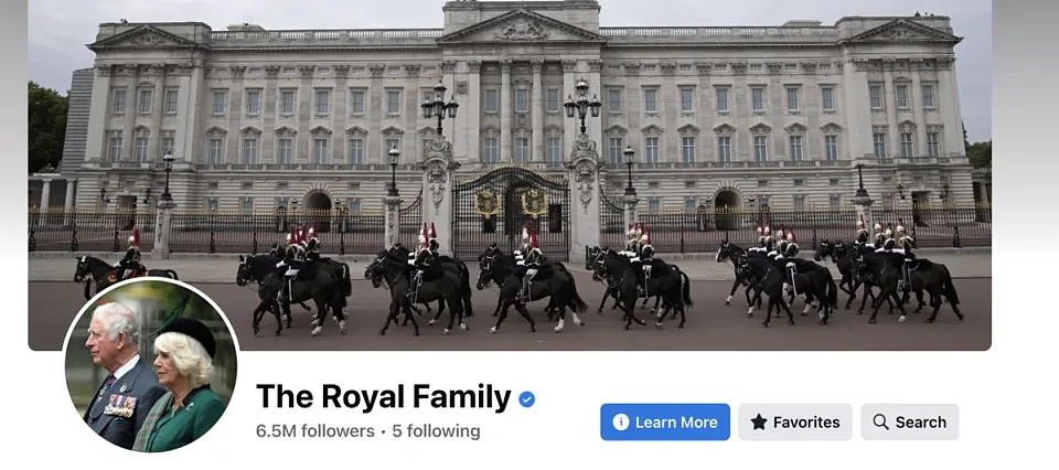 英国王室将官方脸书帐号头像换成查尔斯国王和王后卡蜜拉合照。 （翻摄The Royal Family脸书）