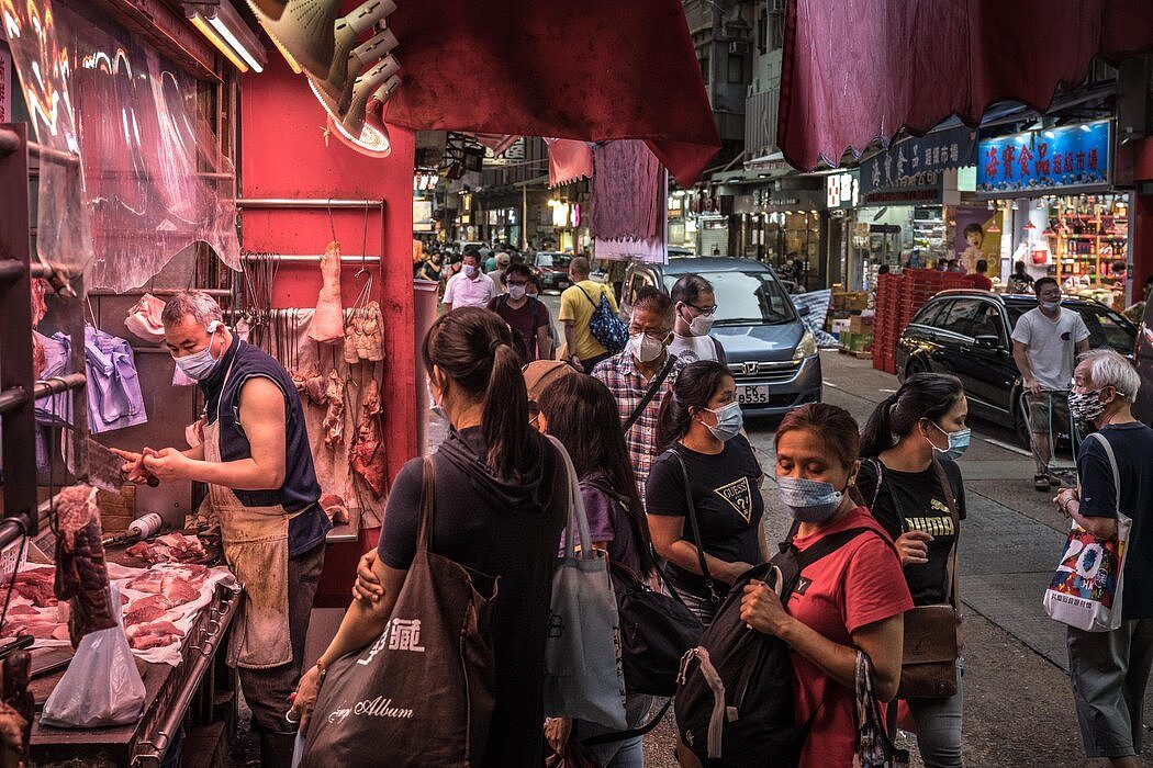 香港的一个市场，摄于今年6月。