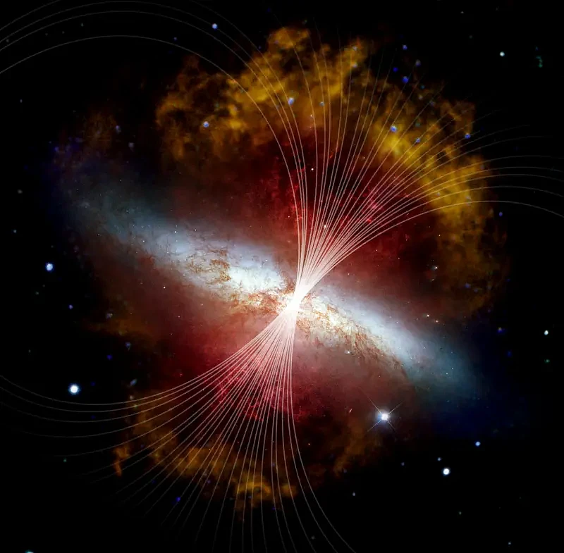 雪茄星系M82里的磁场 | NASA, SOFIA, L. PROUDFIT