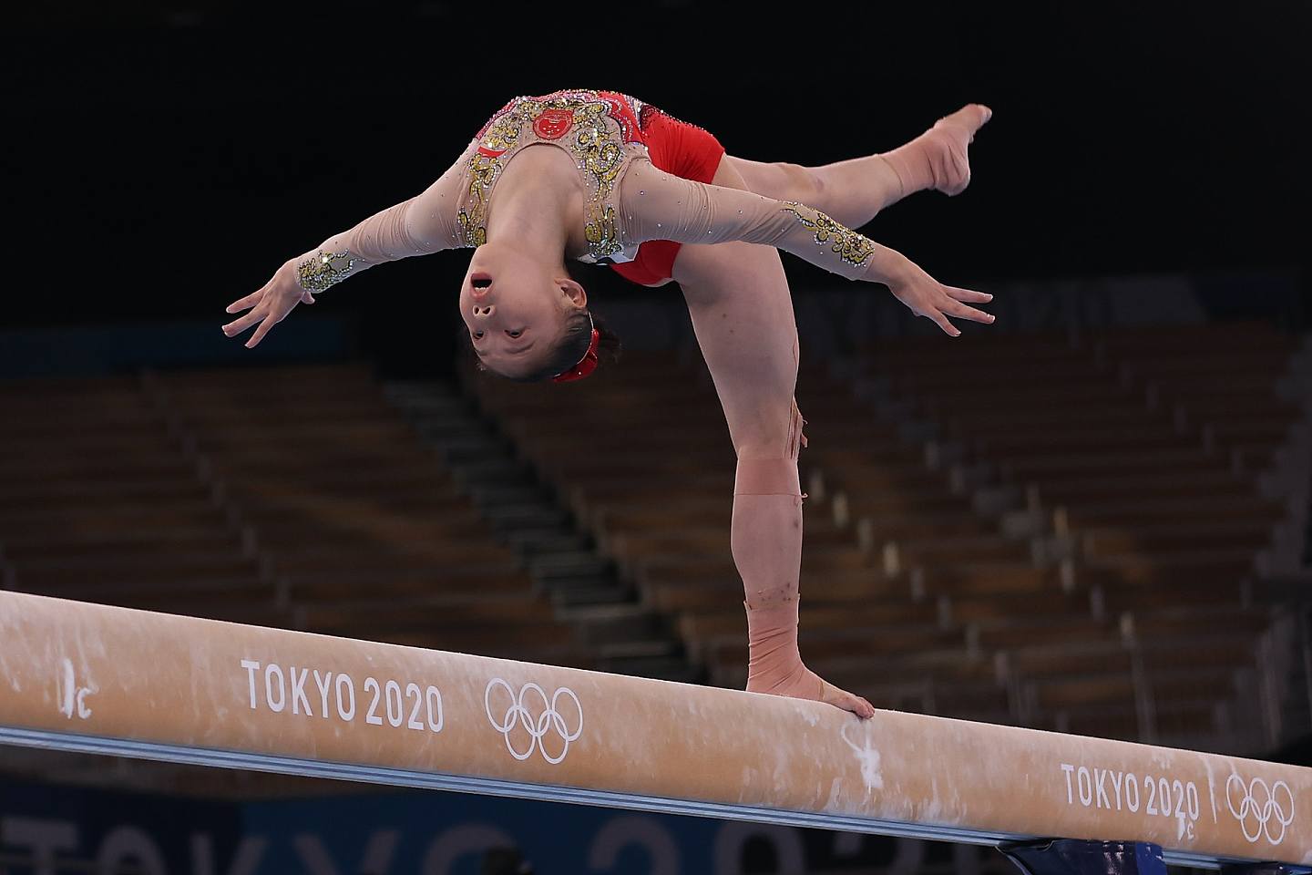 中國體操小花管晨辰的場上美態。（Getty Images）