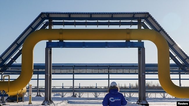 资料照片：位在俄罗斯东部小镇斯沃博德内的“西伯利亚力量”天然气管线 (2019年11月29日）