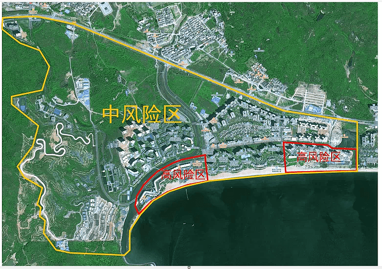惠州市大亚湾区在10月5日划定的高、中风险区。（维信截图)