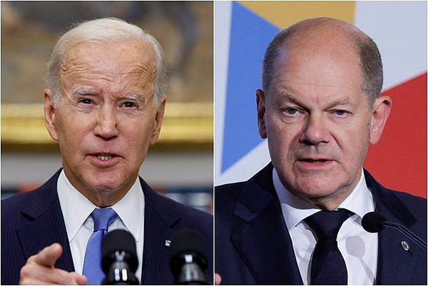 ▲▼ 美国总统拜登（Joe Biden）与德国总理萧兹（Olaf Scholz）。 （图／路透）