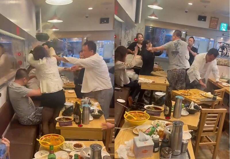 中國顧客在池袋一家餐館上演全武行。（圖取自推特）　