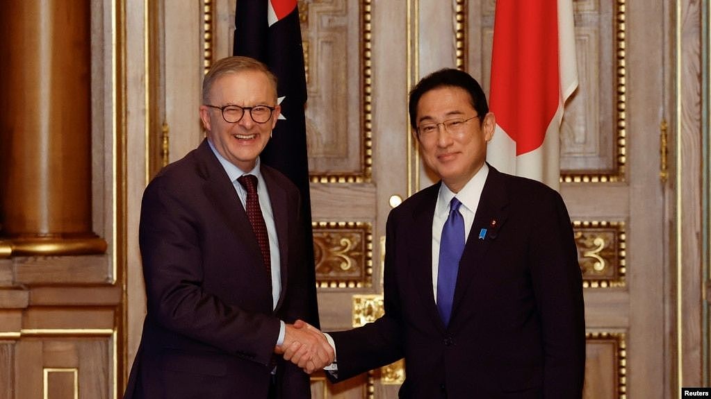 日本首相岸田文雄2022年5月与澳大利亚总理阿尔巴尼斯会面。（路透社）