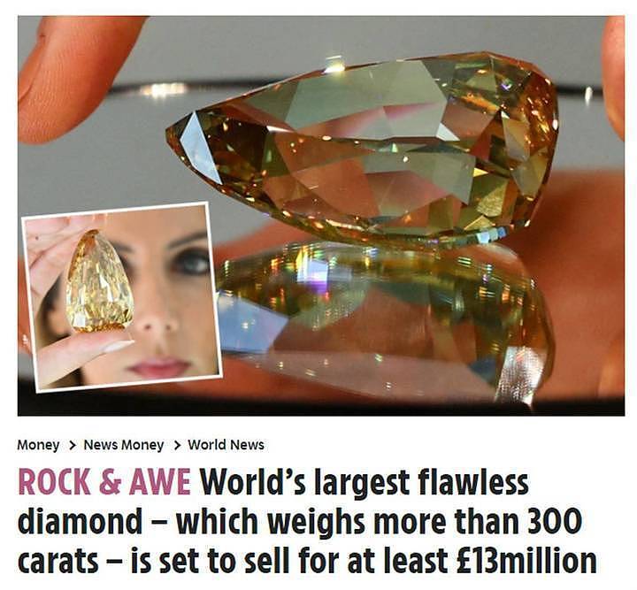 全球最大无瑕钻石估价约1亿元，拍卖史最贵，10颗钻石中国人买走2颗（组图） - 1