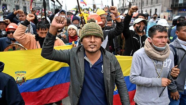 厄瓜多尔首都基多原住民游行往总统府（27/6/2022）