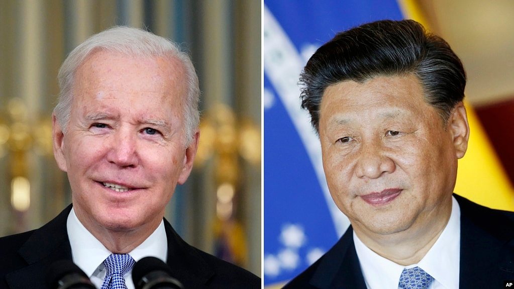 美国总统拜登与中国国家主席习近平的合成照。（美联社）