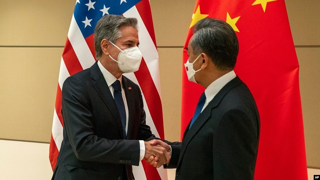 美国国务卿布林肯与中国外长王毅在纽约出席联合国大会期间举行会晤。（2022年9月23日）