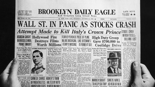 1929年10月24日，纽约《布鲁克林每日鹰报》头版。