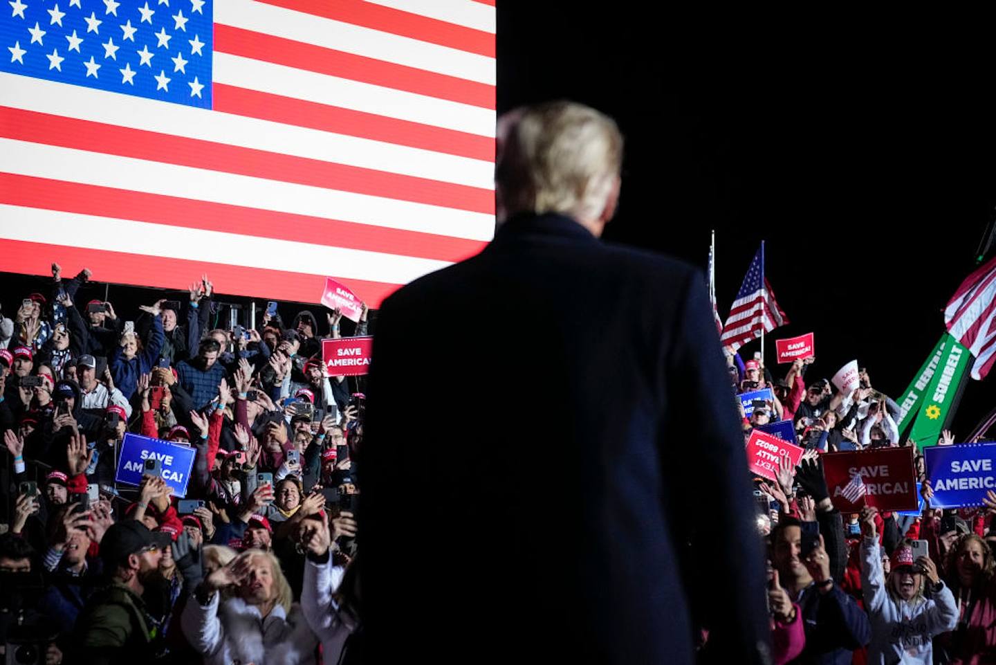 美國中期選舉：2022年11月7日，美國前總統特朗普在俄亥俄州共和黨集會上。(Getty Images)