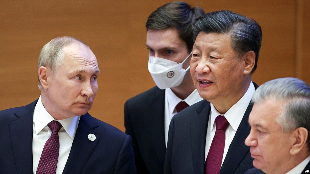 中俄领导人2022年9月会面。（美联社）