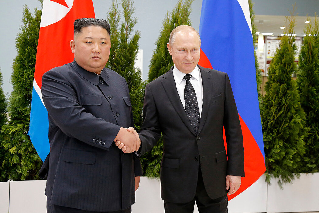 金正恩与俄罗斯总统普京在俄罗斯符拉迪沃斯托克会面，摄于2019年。