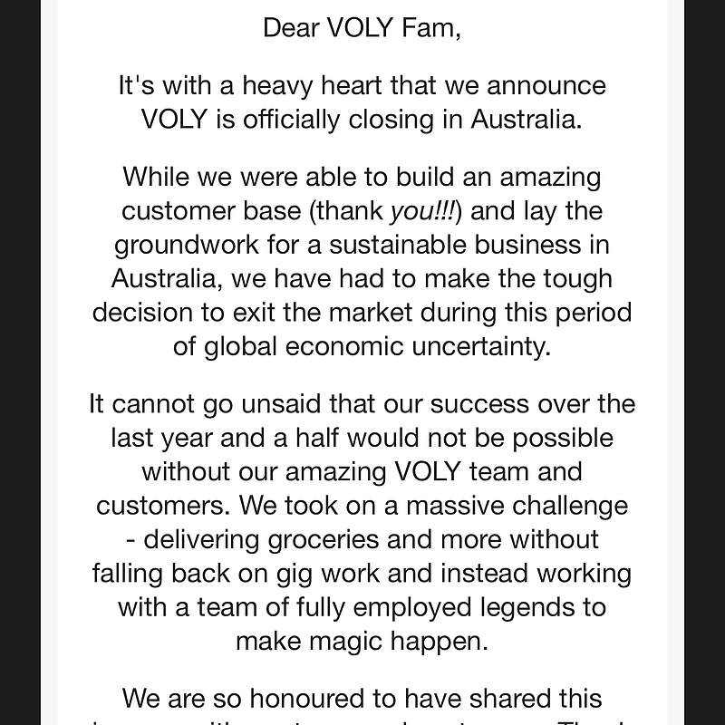 继Deliveroo停运后，配送服务公司Voly宣布退出澳洲（组图） - 2