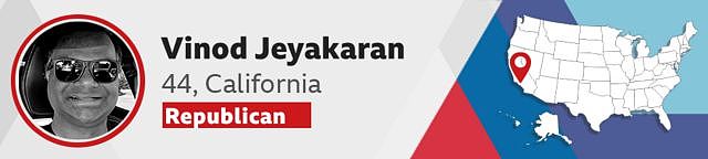 维诺德·贾亚卡兰（Vinod Jeyakaran ）44岁，共和党籍，加州