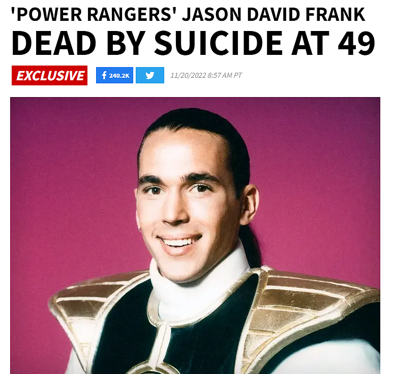《恐龙战队》演员杰森弗兰克去世，享年49岁，外媒曝死因是自杀（组图） - 4