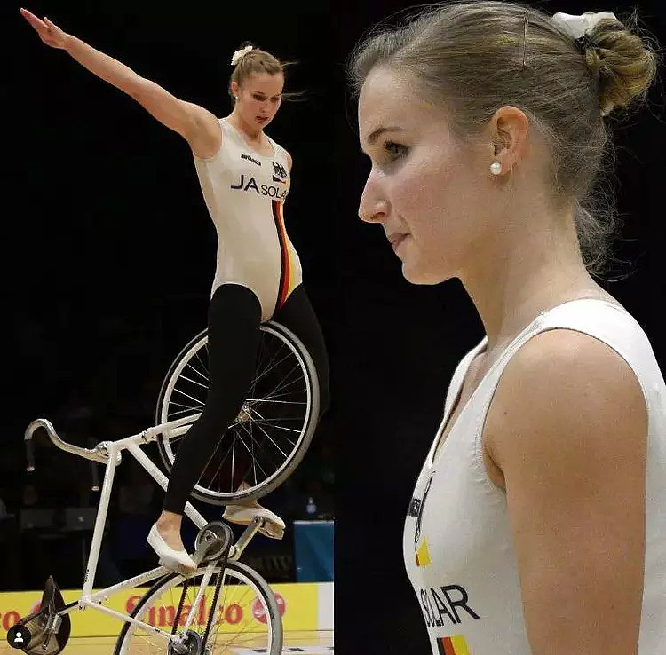 【美女】德国妹子在自行车上跳“芭蕾”，大长腿也太哇塞了，亮瞎双眼（组图） - 11