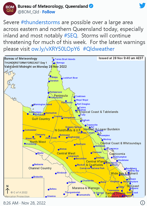 澳洲东海岸本周将再迎雷暴，气温骤降伴随雷电（组图） - 2