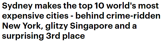 “全球最贵城市”榜单出炉，悉尼香港跻身前十！榜首易主（组图） - 1