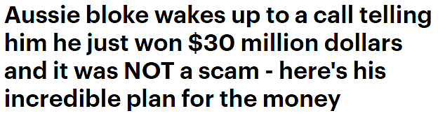 一觉醒来成富翁！墨尔本男子独中$3000万大奖，“第一反应是挥霍，会继续上班”（组图） - 1