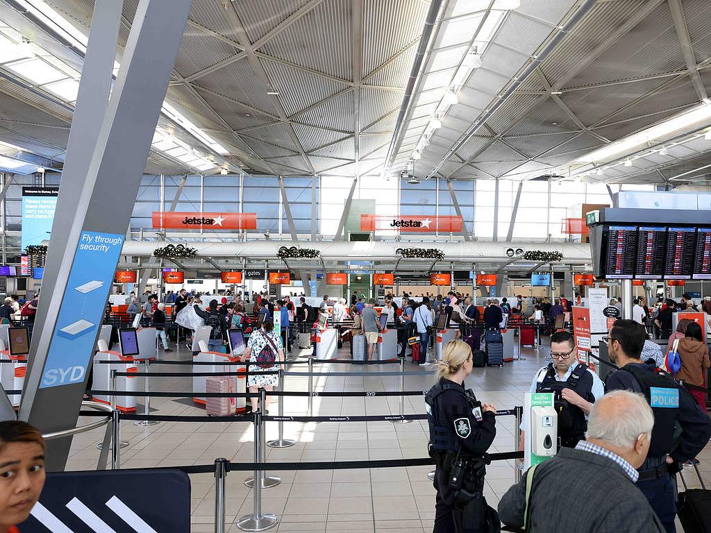 Security queues at Sydney airport are expected to be lengthy on Friday. Picture: NCA NewsWire / Damian Shaw
