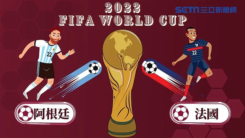 2022卡达世界杯，将由阿根廷和法国争夺冠军，「人类章鱼」预测法国最终会以3：1胜出。 （图／记者陈慈铃制）