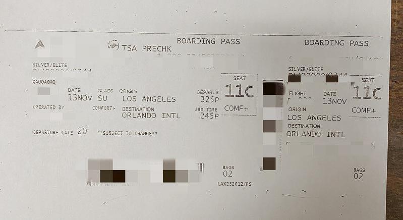 C先生的機票顯示C先生確實是該航空公司的會員。（受訪者提供）