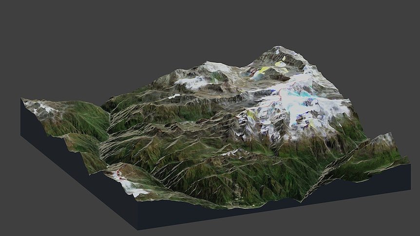 根据印度和中国间山脉制作的虚拟成像