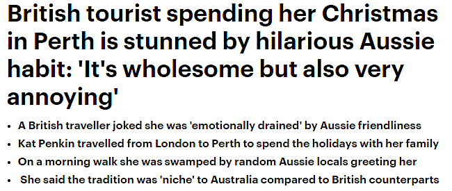 英国游客点评珀斯生活习惯，“在国外这样做会被揍”，网友热议“原来只有澳人会这样”（组图） - 1