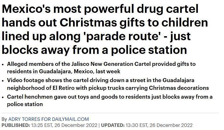 邪恶版圣诞老人？墨西哥贩毒集团沿街发放圣诞礼物，还受民众爱戴（组图） - 1