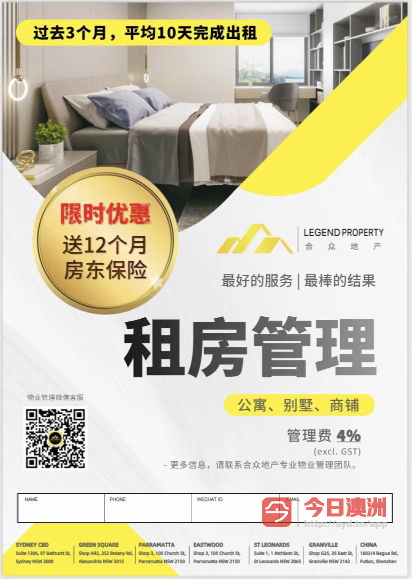 今日珀斯租赁管理 Assistant Property Manager 需要有至少半年以上相关经验 租赁管理 Assistant Property Manager 需要有至少半年以上相关经验