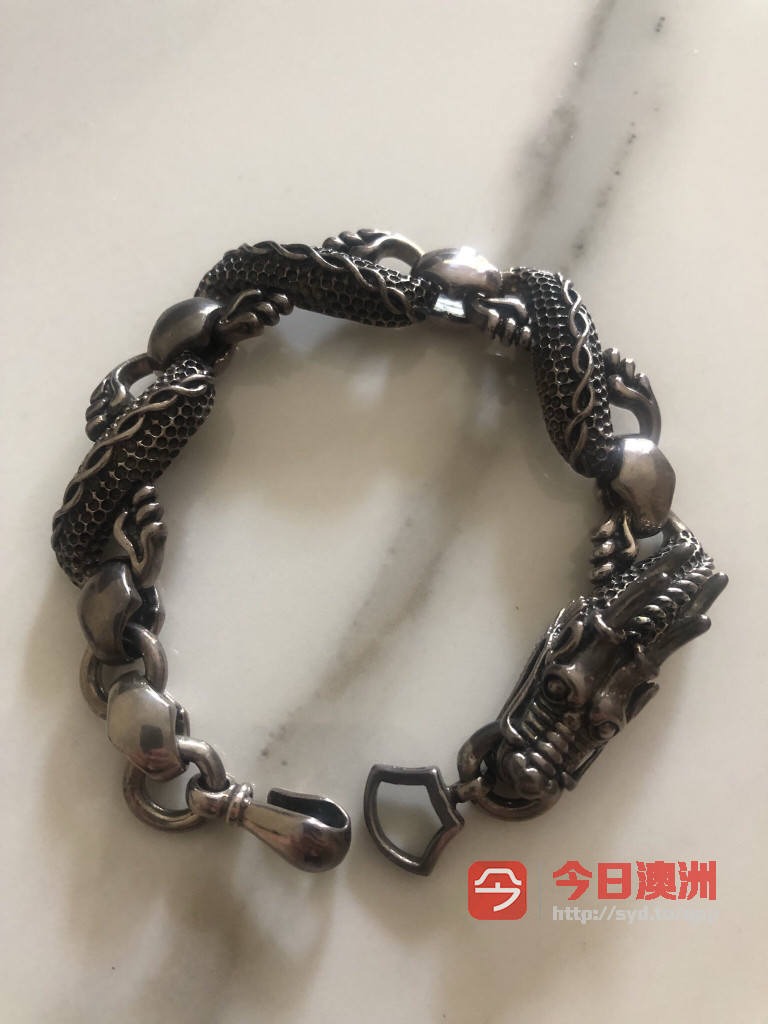 日本产纯银龙纹手链