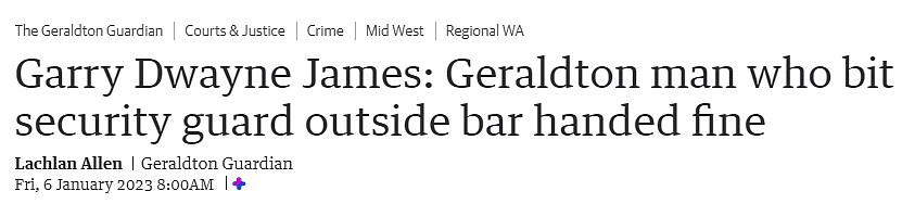 西澳男酒吧咬伤保安，被罚款1400澳元（图） - 1