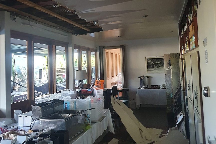 A roof caved in at a pub.