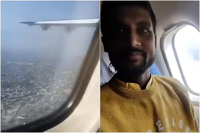 印度29歲男子賈斯瓦爾在機上啟臉書直播，未料錄到機上旅客在墜機時的恐慌和爆炸畫面。（取材自推特）