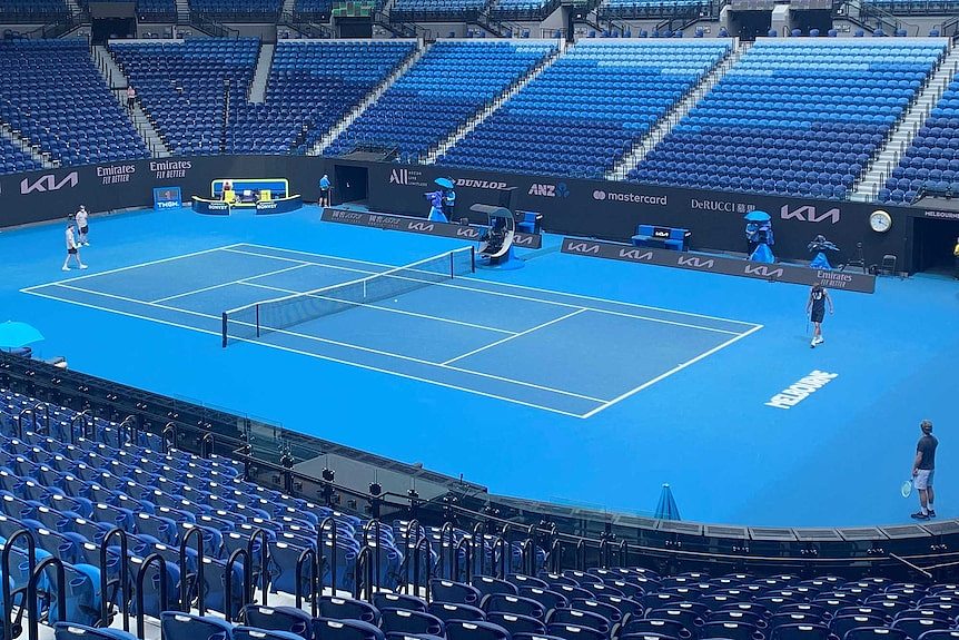 The stands at Rod Laver Arena are full of fans for a match at the Australian Open.