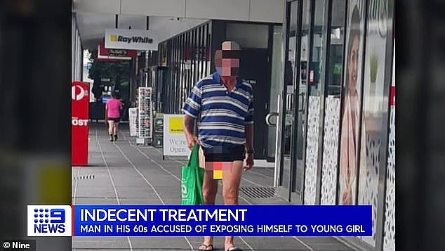 The 64-year-old man was charged with committing an indecent act in a public place and indecent treatment of a child under 12
