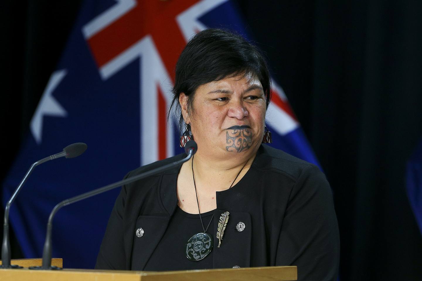 图为新西兰外长马胡塔在国会出席记者会。 （Getty）