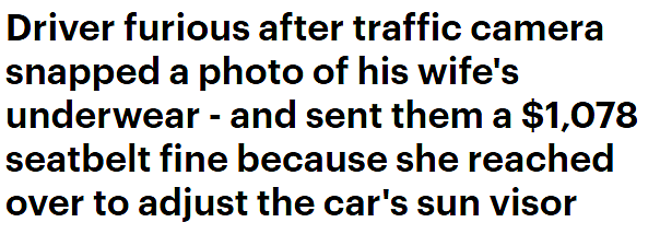 只因副驾驶妻子一个动作，昆州司机被罚$1078！“更痛心的是妻子被拍下‘不雅照’”（组图） - 1
