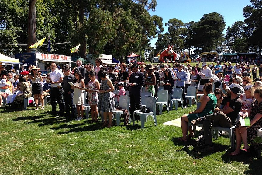 Australia Day ceremony Sandy Bay Tas