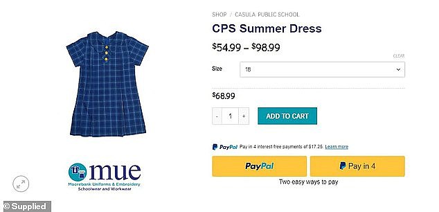 A size four summer dress is being sold for $54.99 while a size 24 is priced for $98.99