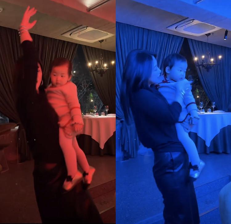 朱珠抱1岁女儿在餐厅跳舞，手舞足蹈兴致高，身姿曼妙风情万种（组图） - 3