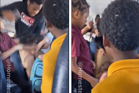 佛州一名9岁女童在校车上被围殴，周遭学生旁观。 （取材自Instagram影片）